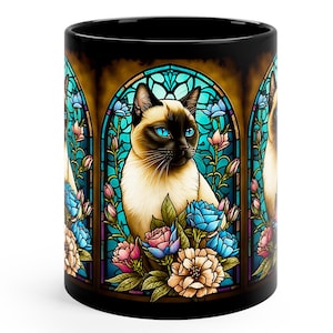 Stained Glass Siamese Cat Mug - Perfect Cat Lover&#39;s Gift for Remembrance - Gift for Birthday, Valentine&#39;s Day or Christmas