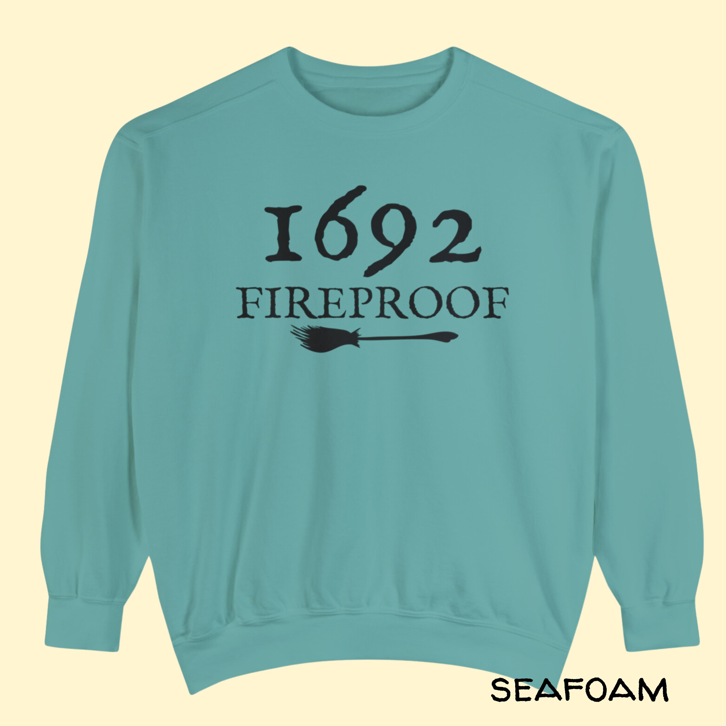 Vintage Salem Witch Sweatshirt Fireproof 1692 Retro Halloween