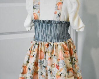 Girls Harvest Suspender Skirt and Shirt Set