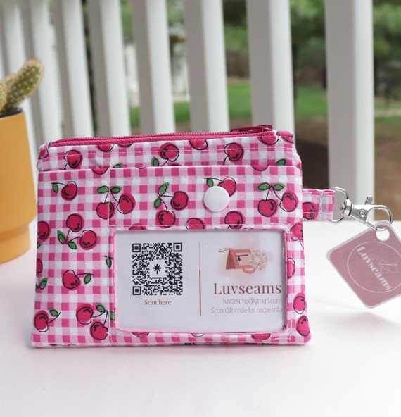 Pink Cherry Keychain Wallet / Cherry Coin Purse / Keychain 