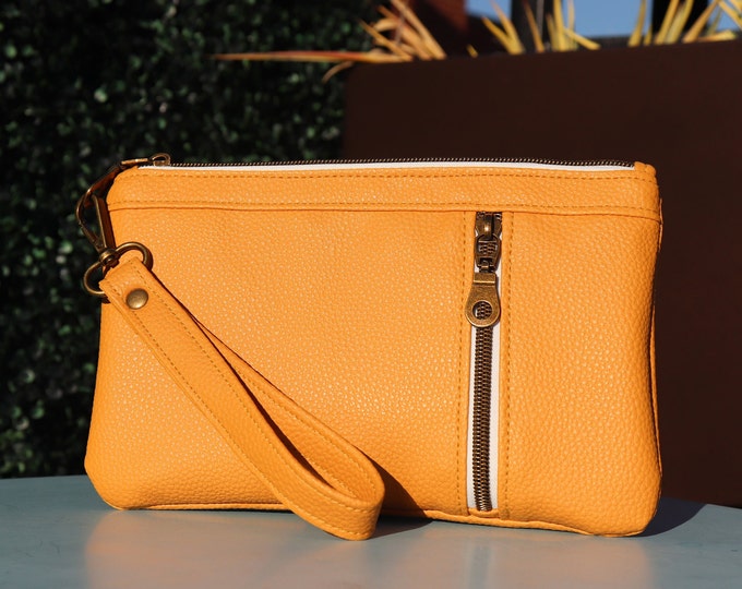Yellow Purse, Wristlet Bag, Clutch Bag, Wristlet Clutch, Wristlet Purse