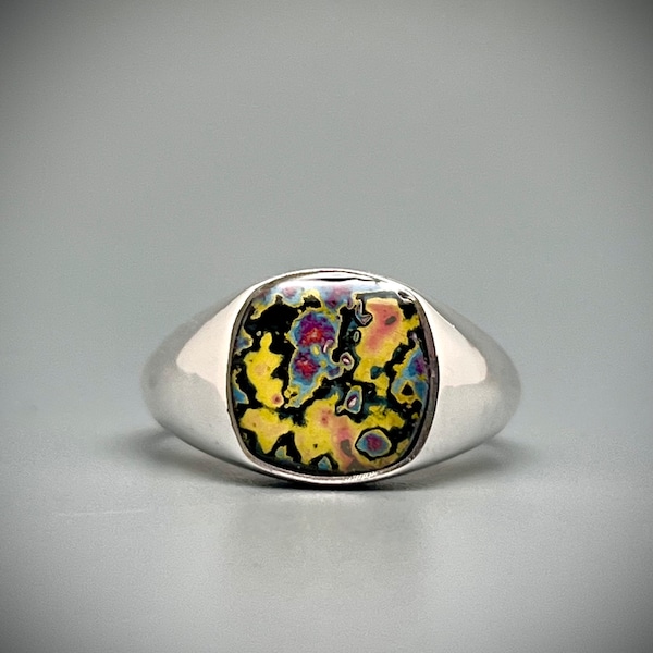 Graffiti Spray Paint Signet Ring 925 Silver - Upcycling Jewelry made from Berlin Graffiti Walls