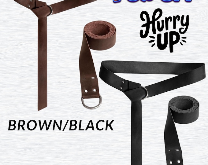 Adjustable Handmade Leather Medieval Belt – Viking & Renaissance Cosplay, LARP Gear, Leather Waist Strap, Fantasy Costume Accessories (1PC)