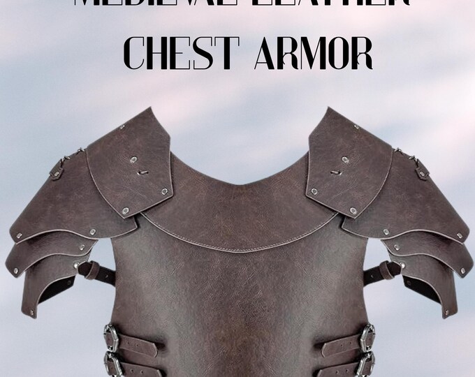 Medieval Leather Chest Armor, Renaissance LARP Knight, Cosplay Medieval Accessory Vest Armour, Vintage Shoulder Armor Halloween Activities