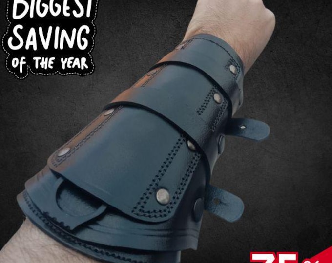 Hidden Blade Wrist Cuff Sheath with Dagger Knife, Viking Handmade Leather Wallet, Wrist Card Holder, Cool Outdoor Gear and Accessories