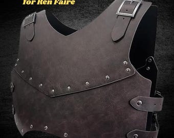Adjustable Vest Armour for Ren Faire Medieval Leather Chest Armor, Cosplay Body Armor for Men"