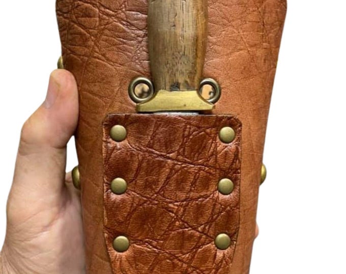 Handmade Leather Wrist Cuff Sheath with Knife Holder - Necker Knife Alternative Custom Leather Wristband Anniversary gift