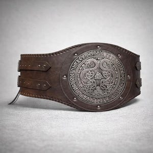 Cinturón de cuero vikingo con dragón grabado – Armadura de cintura medieval LARP