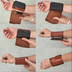 Cartera de cuero para muñeca personalizable, billetera de cuero para mujer hecha a mano, billetera para efectivo y tarjetero