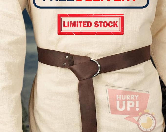 Handmade Leather Medieval Belt – Adjustable Viking & Renaissance Cosplay Strap with Half-Ring Closure