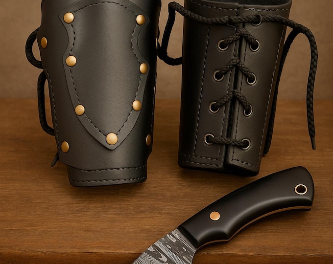 Black Handmade Wrist Cuff wallet knives, Card Holder, Knife Bracelet, Wrist Wearable Wallet, anniversary gift, gift for him