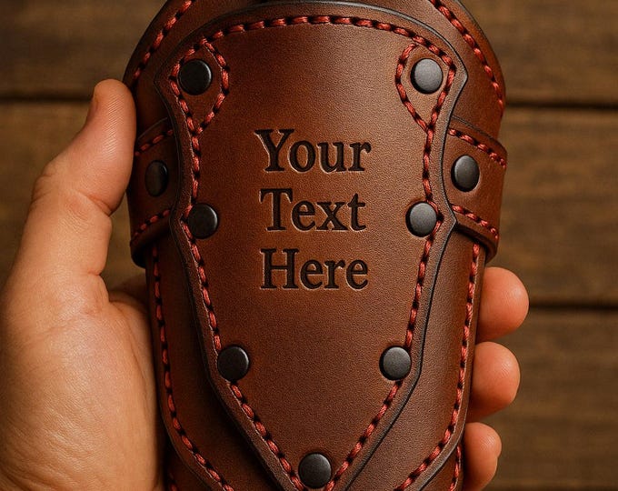 Customized Hidden Blade Wrist Cuff Sheath with Knife, Handmade Brown Leather Wallet, Wrist Card Holder, Cool Outdoor Gear Viking Accessories