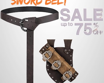 Handmade MEDIEVAL Sword Belt & Frog – Viking LARP Holder, Pirate Cosplay Belt – Adjustable Scabbard Strap | Renaissance, Fantasy Gear |