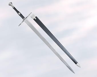 Two Handed Fantasy Sword Medieval Stainless Steel Sword for Collection, LARP, Cosplay & Gifts
