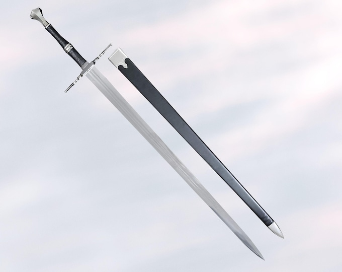 Two Handed Fantasy Sword Medieval Stainless Steel Sword for Collection, LARP, Cosplay & Gifts