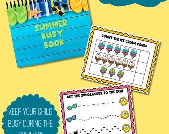Summer Kid Activity Book, Toddler Activity Book, Activity Book for Toddler, Summertime Activity Book, Summer Busy Book for Toddlers, Summer