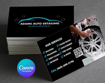 Carwash business card template, Auto detailing business card template