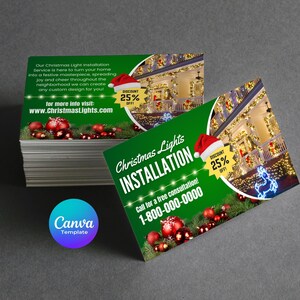 クリスマス ライト設置名刺。クリスマス ライト設置名刺テンプレート