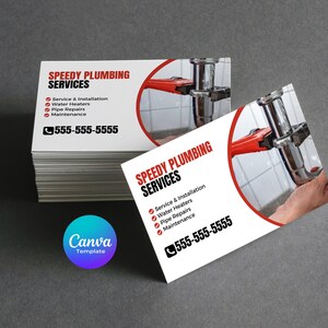Plumbing Business Card Canva Template