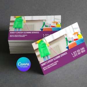Cleaning Services Business Card Canva Template