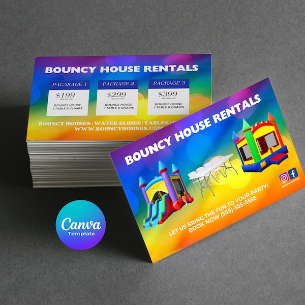 Bounce House Business Card Template Etsy