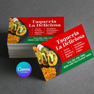 Taqueria visitekaartje sjabloon, Taco visitekaartje sjabloon, Mexicaans eten visitekaartje