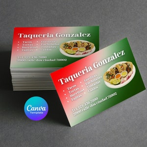 Taqueria Visitenkarte Vorlage, Taco Visitenkarte Vorlage, Mexikanisches Essen Visitenkarte