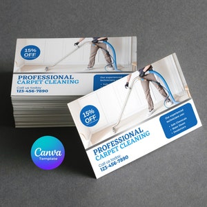 Carpet Cleaning Business Card Template, Carpet Cleaning Services Business Card