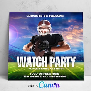 Football Watch Party Flyer Template, Football watch party flyer invitation