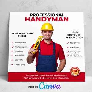 Handyman flyer, Edit with Canva