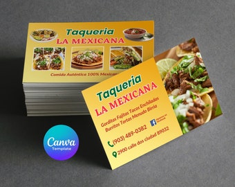 Taqueria visitekaartje sjabloon, Taco visitekaartje sjabloon, Mexicaans eten visitekaartje
