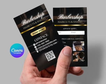 Barbershop Business Card Template, Barbershop Appointment Card Template