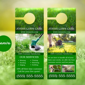 Lawn care door hanger template, Lawn service door hanger template, Landscaping door hanger template,