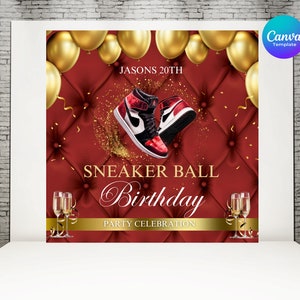 Sneaker ball back drop template, Sneaker ball birthday back drop template