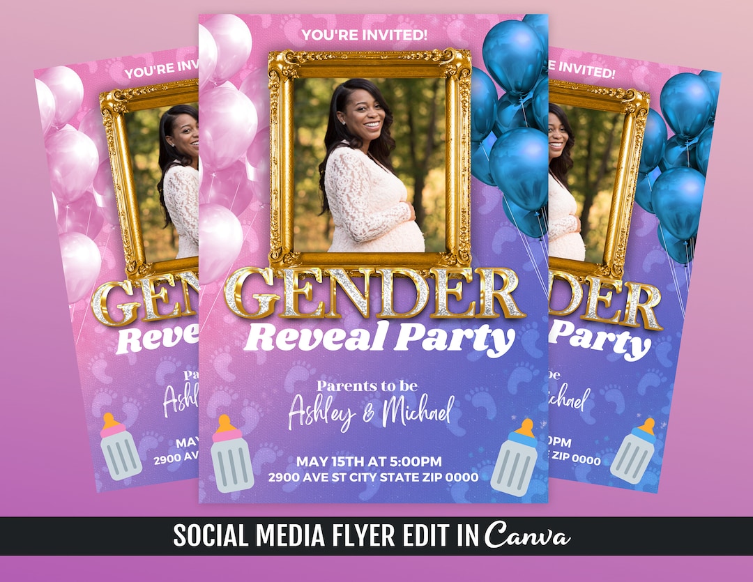 Gender Reveal Flyer Template, Gender Reveal Flyer Invitation Etsy