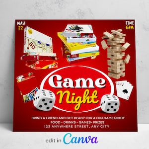 Folheto de noite de jogo, modelo de folheto de noite de jogo em família