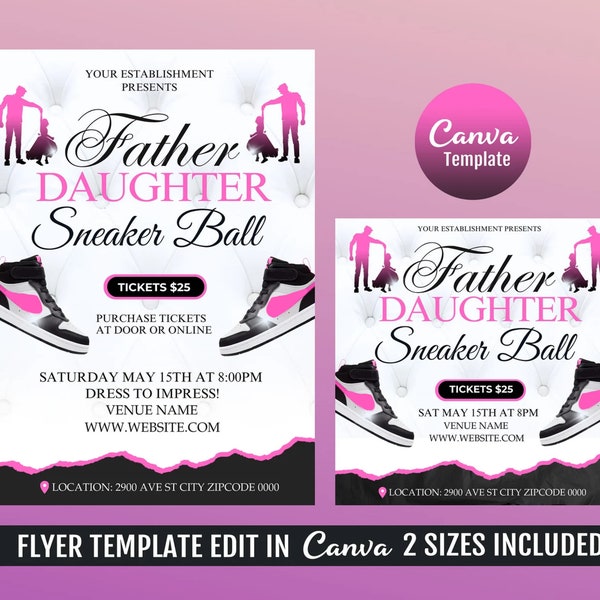 Sneaker Ball Flyer Template, Father Daughter Sneaker Ball Template