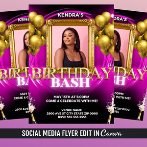 Birthday Bash Flyer Template, Birthday Flyer Invitation