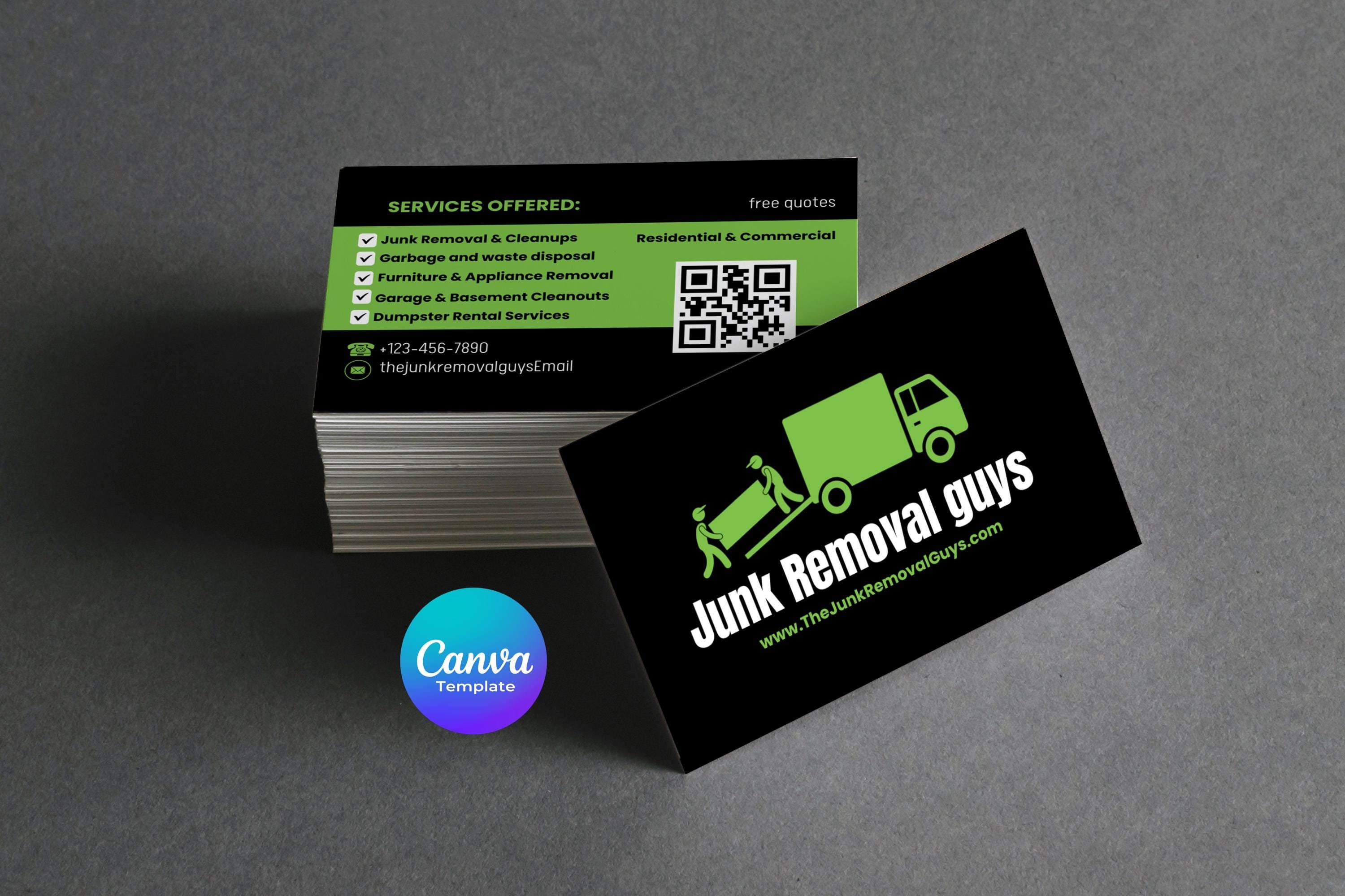 Junk Removal Services Business Card Template, Junk Removal