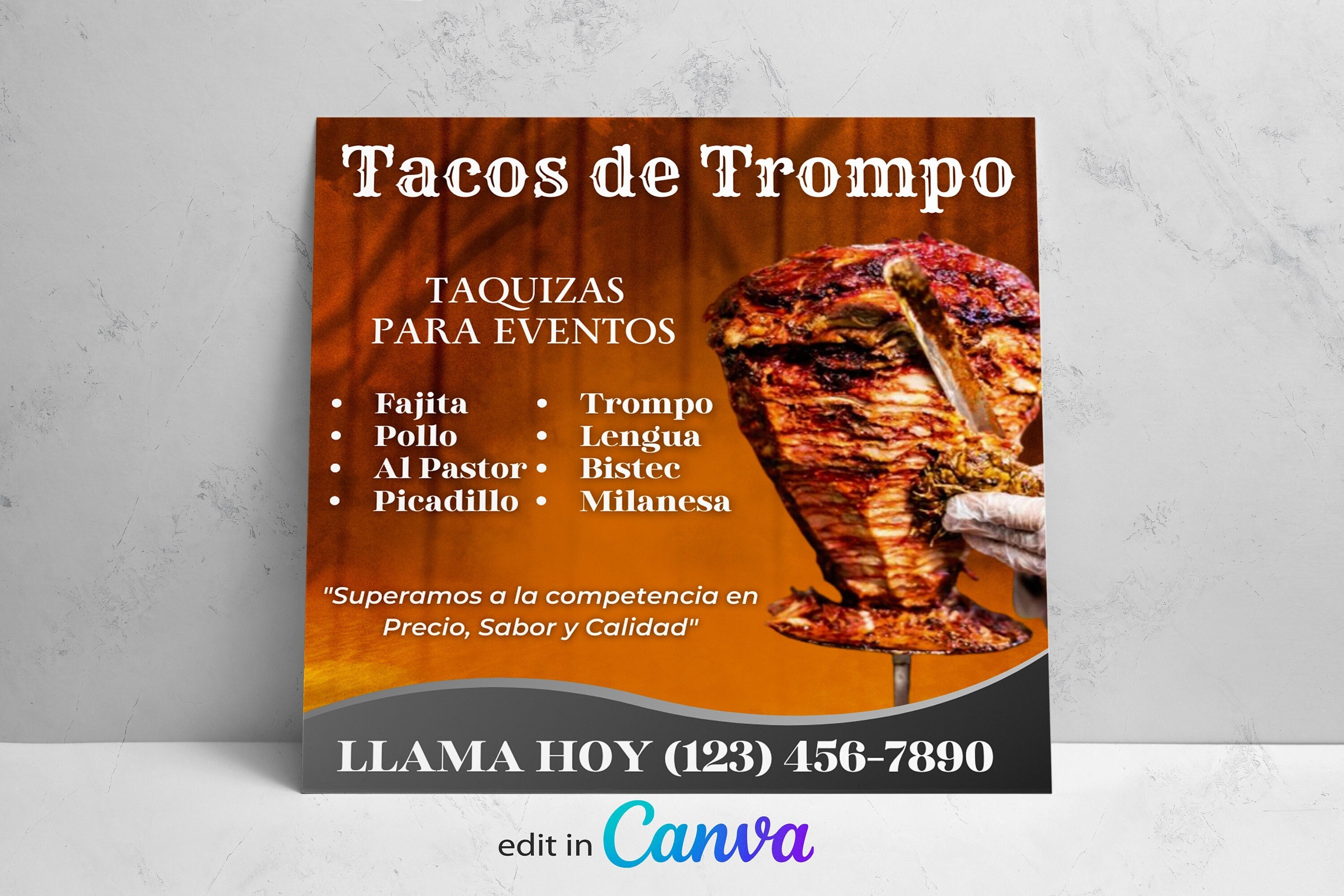 Tacos De Trompo Flyer Template, Taquizas Flyer, Mexican Food Business