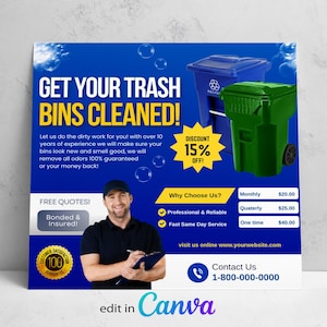 Mülleimer Reinigung Service Flyer, Mülleimer Reinigung Flyer Vorlage