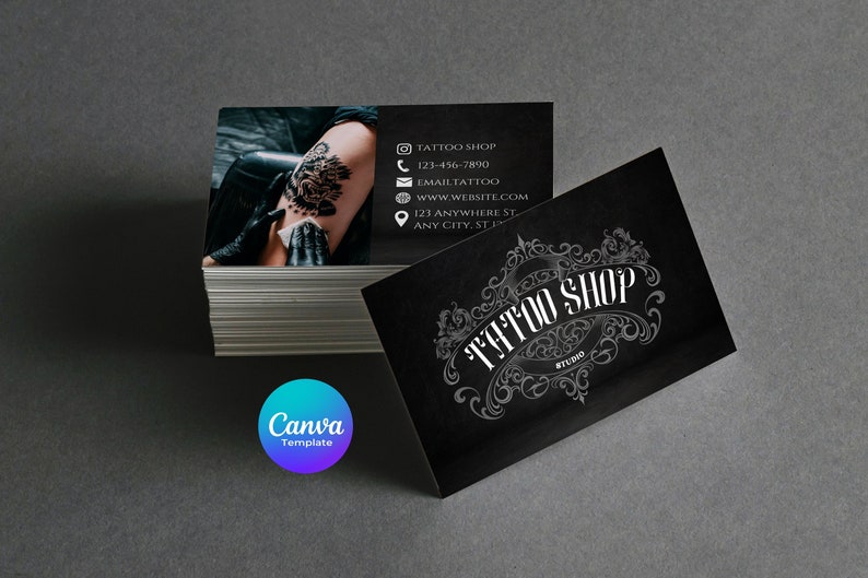 Tattoo Shop Business Card Template, Tattoo Artist Business Card Etsy
