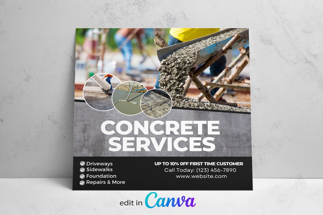 Concrete Services Flyer Template Etsy