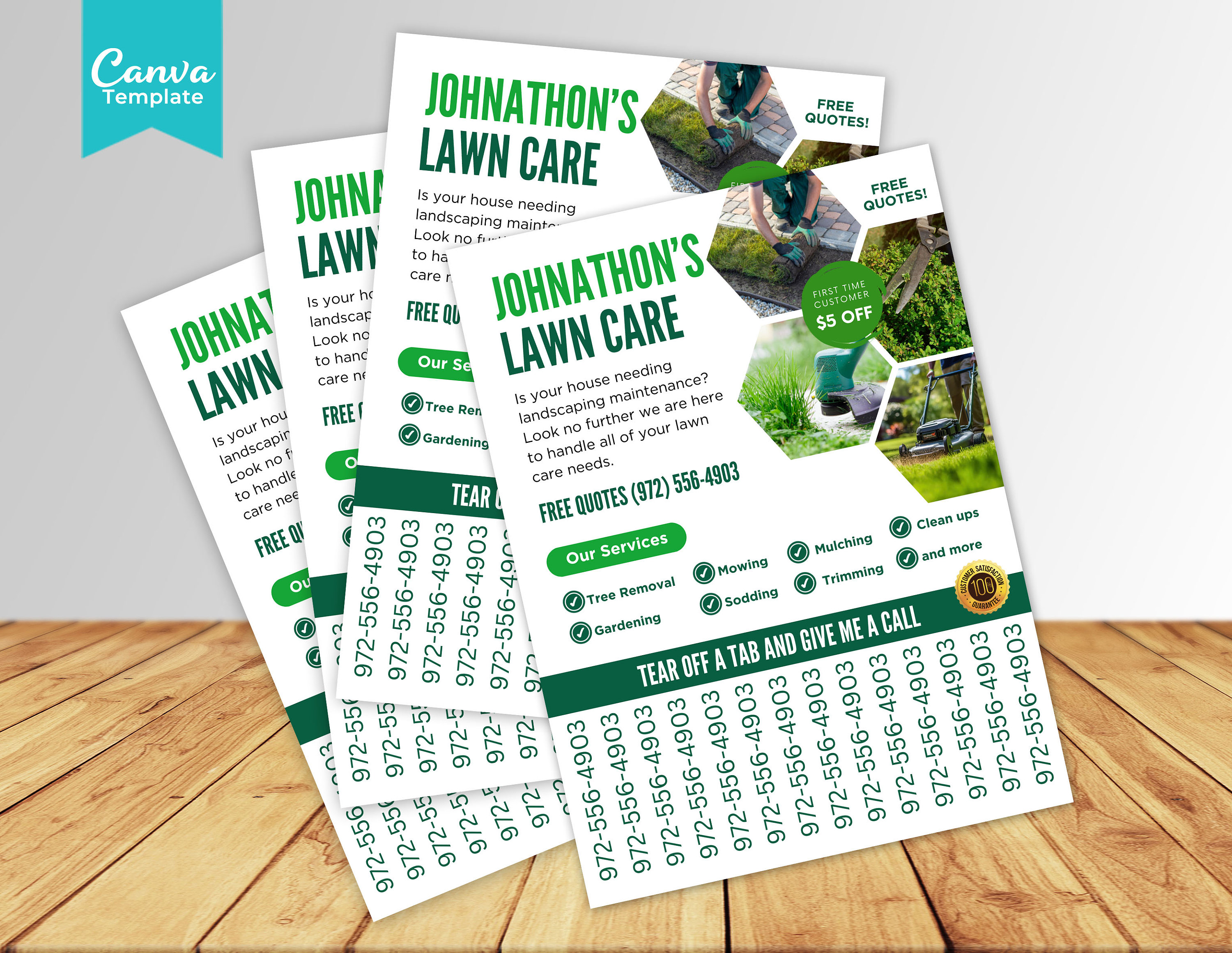 Landscaping Flyer Tear off a Tab Template, Lawn Care Tear off a Tab ...