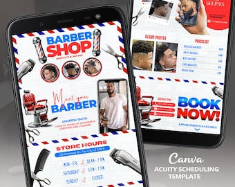 Barber Acuity Site Scheduling Template, Barbershop Acuity website Scheduling Template, Haircuts Acuity site Template