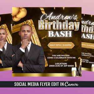 Birthday Bash Flyer Template, Birthday Celebration Flyer