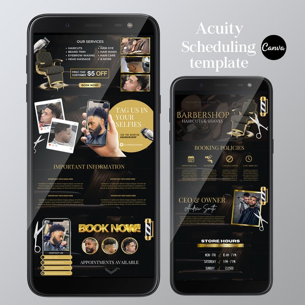 Barber Acuity Site Scheduling Template, Barbershop Acuity website Scheduling Template, Haircuts Acuity site Template