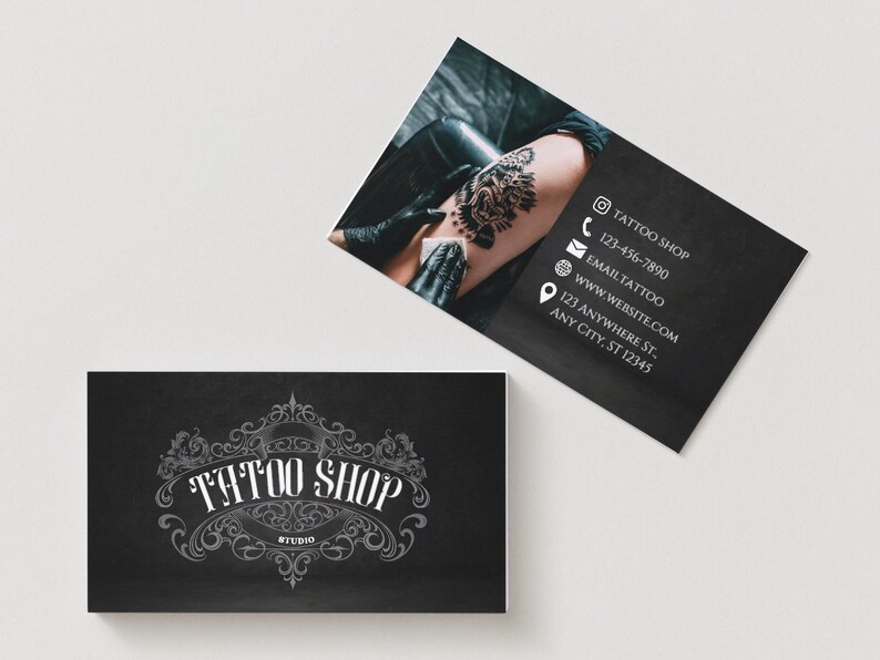 Tattoo Shop Business Card Template, Tattoo Artist Business Card Etsy