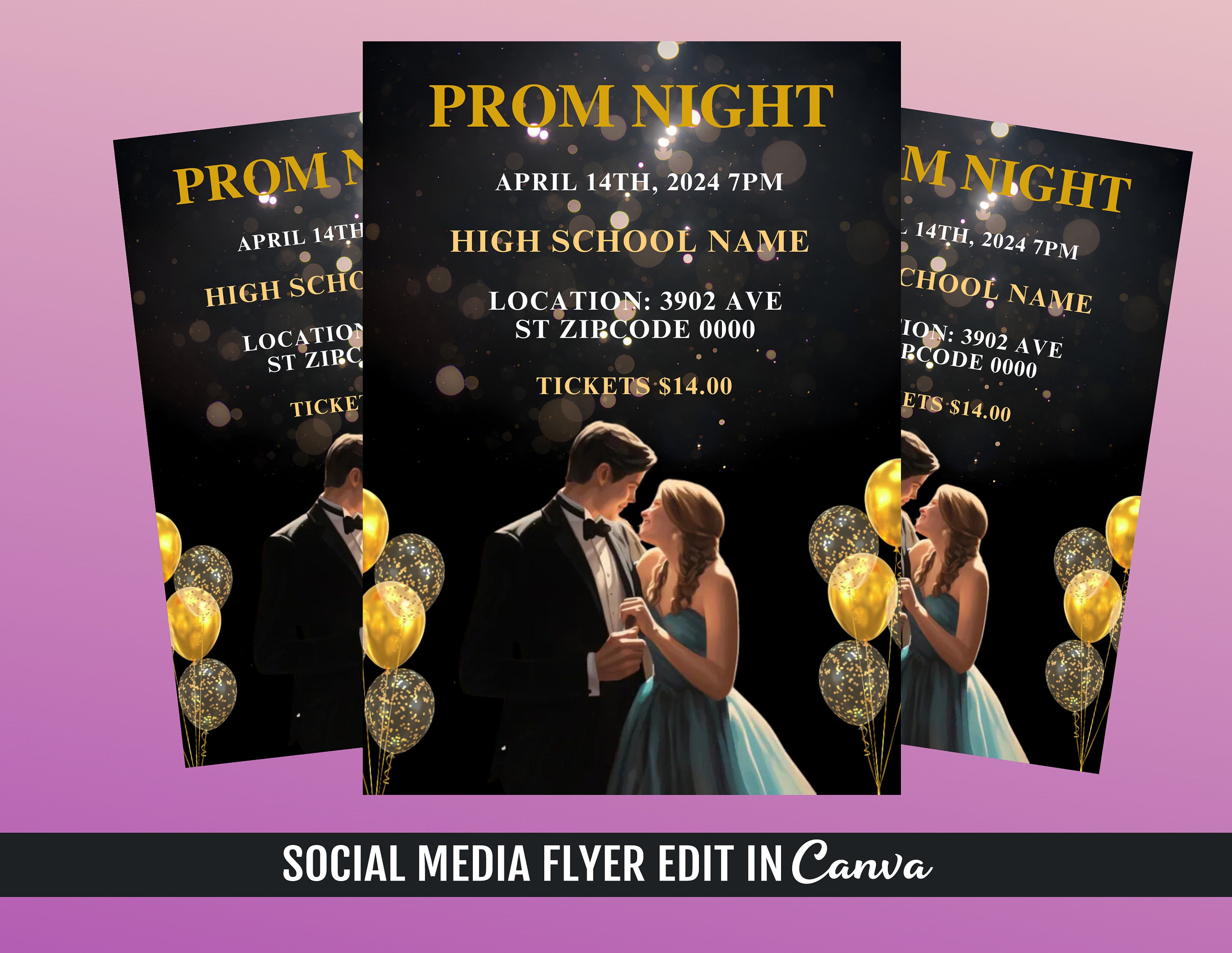 プロムナイトのチラシテンプレート - Etsy 日本, image size:3000x2320