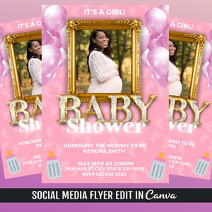 Baby Shower Flyer Template, Baby Shower Invitation Flyer
